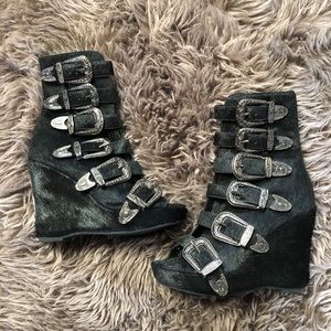 Jeffrey Campbell Silver Buckle Wedges